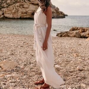 NWT Sezane Sacha Organic Cotton Ecru Maxi Dress.